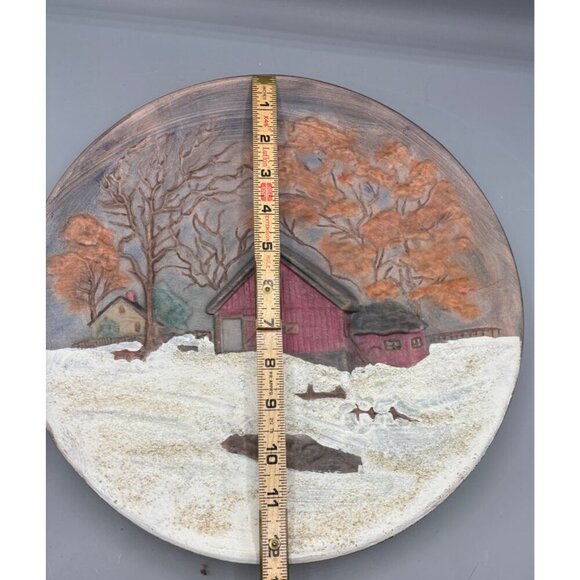 Vtg Byron Mold Seasons Winter Ceramic Decorative Wall Hanging Plate - Picture 5 of 5